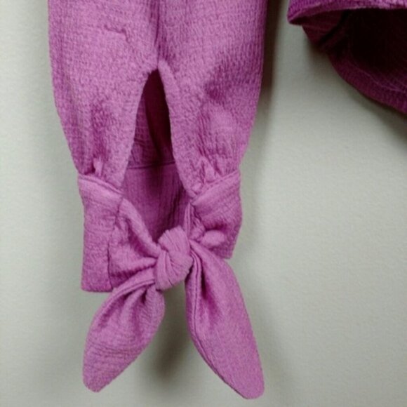 Express Faux Wrap Surplice Top Pink Purple SZ Small - Picture 4 of 6